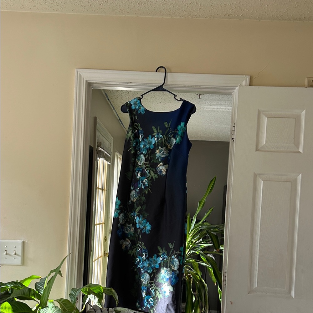 Julian Taylor Blue and Black Floral Maxi Dress